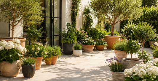 Potted Plants and Trees on Patio in Sunshine